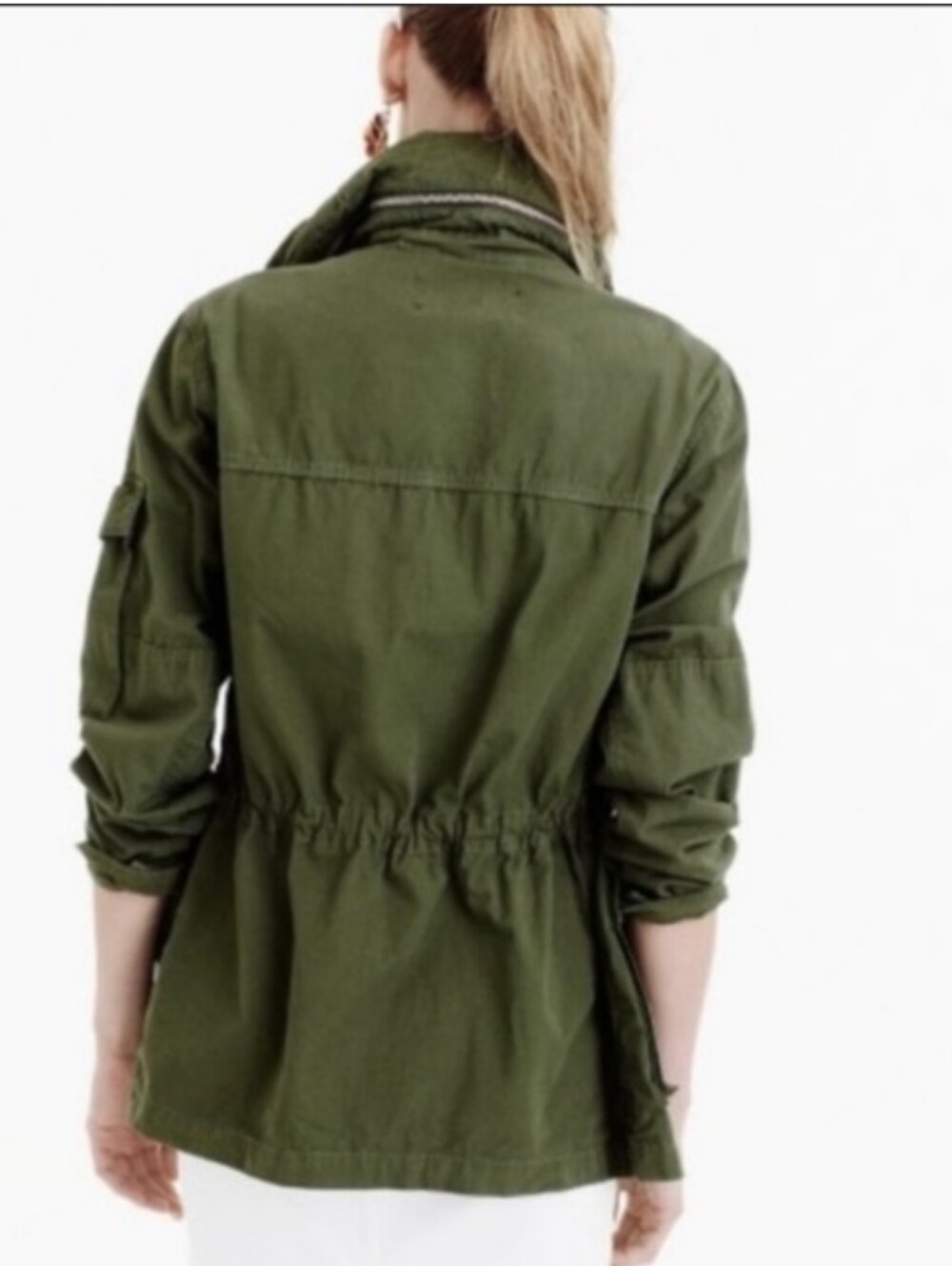 J. Crew Field Mechanical Hood Green Drawstring Utility Jacket Women's Size L